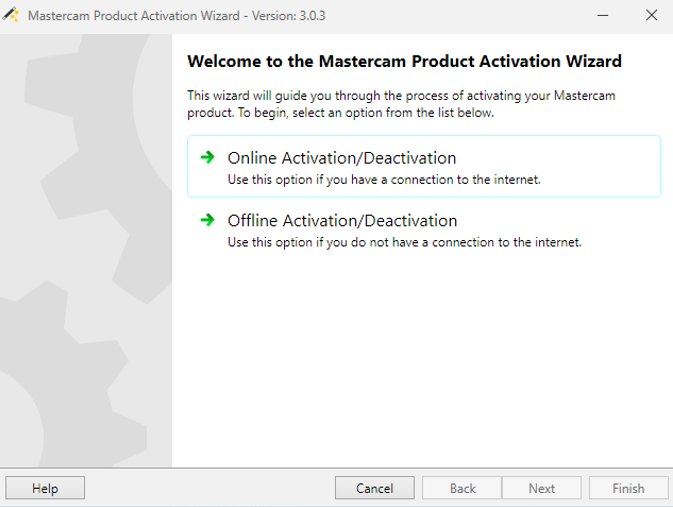 Mastercam_Activations Wizard